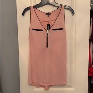 Silky pink and black Express tank top